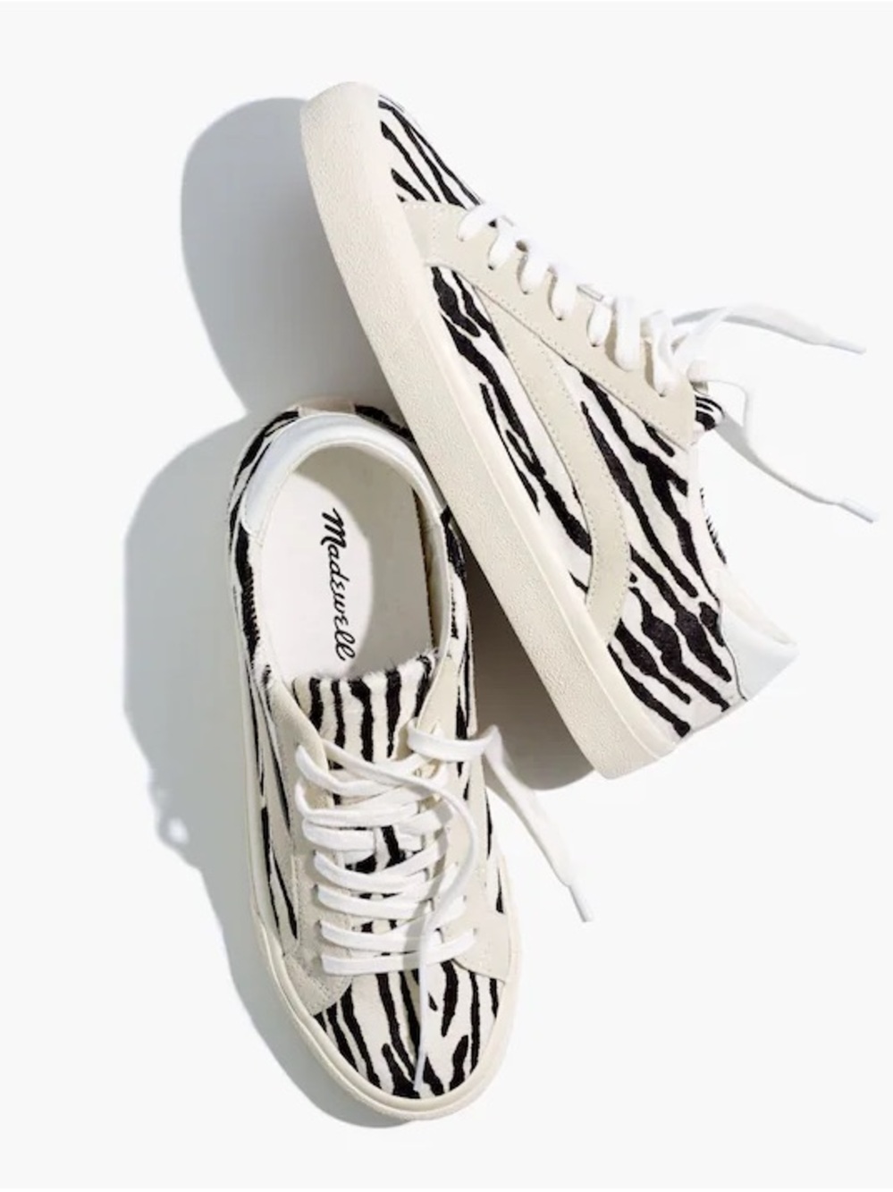 Madewell Sidewalk Low-Top Sneakers in Zebra Calf Hair